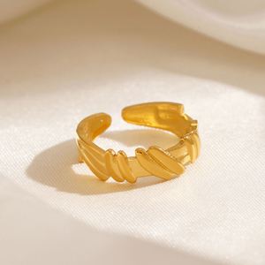 INS Style Trendy Twisted <b>Ring</b> for Women Adjustable High End Golden <b>Finger</b> <b>Ring</b> Minimalist Design Best Selling Jewelry - Product Image 1