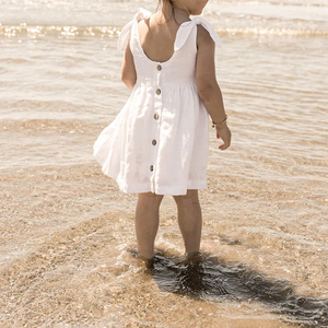 Robes de plage décontractées en lin pour maman et fille, sans manches, avec bouton au dos, été - Product Image 5