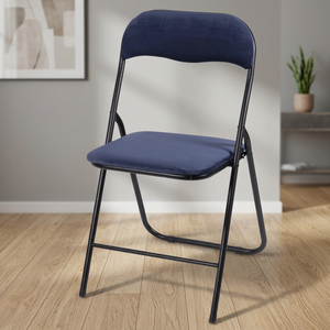 Poltrona Pieghevole Galileo Blu Effetto Velluto Imbottita in Schiuma, Elegante Arredamento Moderno per Soggiorno, Sala da Pranzo, Ufficio Domestico - Product Image 3