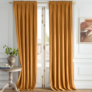 Sang Trọng Vàng Nhung Rèm Cửa Siêu Mềm Rèm Ánh Nắng Mặt Trời Ngăn Chặn Màn Rèm Tấm Với Rod Túi Cho Nhà Phòng Khách - Product Image 1