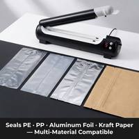Scelleuse manuelle à impulsion 125W, machine de thermoscellage plastique portable, scelleuse alimentaire à main avec écran LED et température réglable