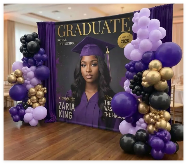 Custom Graduation Backdrop Banner, Class of 2026 Backdrop, Senior Photo Background, Personalized Grad Party Decor