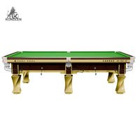 Table de billard de tournoi KONLLEN Série K-17 de 9 pieds avec plateau en ardoise, pieds en bois massif finition piano et poches en cuir de veau italien pour la maison