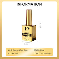 Hanyi 15ml HEMA Free, Resina de Capa Superior Diamante No Amarillenta, Gel UV LED Profesional de Larga Duración (40 Días), OEM Personalizado, Ecológico