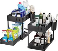 Verstelbaar plastic dubbelwandig opbergrek multifunctionele gootsteenorganizer keuken badkamer woonkamer plank