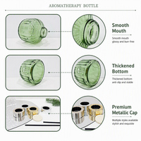 Diffuseur d'arômes vert de luxe 250 ml, bouteille en verre ronde, ensemble de parfum d'intérieur pour huiles essentielles, diffuseur à bâtonnets