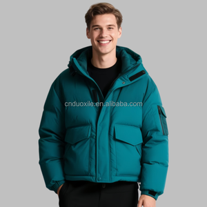 Biker à capuche Softshell fermeture éclair personnalisé doudoune hommes hiver extérieur bulle poisson-globe épais chasse course Football manteau - Product Image 4