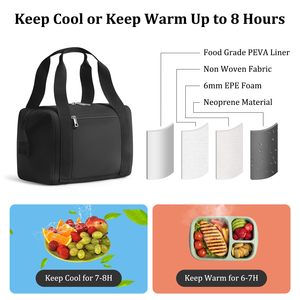 <span class=keywords><strong>Sac</strong></span> <span class=keywords><strong>isotherme</strong></span> à déjeuner en néoprène avec logo personnalisé pour femmes et hommes, grande capacité, portable, isolé, pour pique-nique et travail - Product Image 4