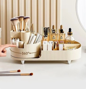 Caja de almacenamiento de cosméticos, caja de almacenamiento giratoria de escritorio de gama alta, estante de almacenamiento de maquillaje de estilo Simple multifuncional de gran capacidad - Product Image 3