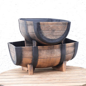 Macetas clásicas de barril de <span class=keywords><strong>madera</strong></span> de imitación JQ, macetas de flores de interior, pothos y plantas de follaje, macetas de árboles de plástico - Product Image 4