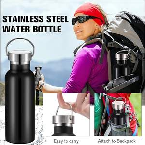 Bouteille d'<span class=keywords><strong>eau</strong></span> isotherme réutilisable en acier inoxydable de 500 ml pour le <span class=keywords><strong>camping</strong></span>, à double paroi sous vide, avec poignée sport et couvercle anti-fuite, maintient au chaud/froid 6-12 heures - Product Image 6