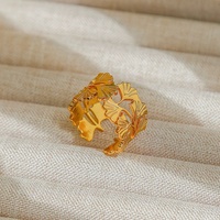 Cincin Jari Wanita Rinhoo 1PC, Model Sederhana Trendy dari Baja Anti Karat, Geometris, Berlapis Emas Vintage, Ukuran Dapat Disesuaikan
