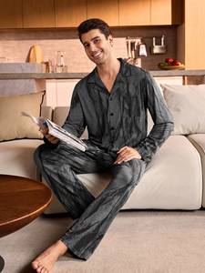 <span class=keywords><strong>Pigiama</strong></span> da <span class=keywords><strong>Uomo</strong></span> a Maniche Lunghe con <span class=keywords><strong>Bottoni</strong></span> Frontali, Morbido e Confortevole, Vendita all'Ingrosso - Product Image 3