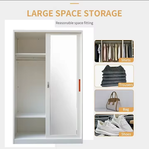 Moderno diseño de patrón de impresión de Indonesia muebles de dormitorio puerta corredera tela de Metal niños armario de Metal Lemari Besi Pakaian - Product Image 3