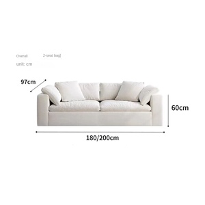 Cloud Sectional <strong>Sofa</strong> <strong>Cream</strong> and White Chenille Cotton Linen Fabric Detachable and Washable for Hotel Apartment Living - Product Image 6