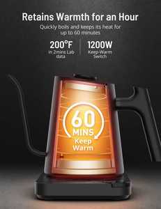 Hervidor Eléctrico Portátil de Acero Inoxidable LEXIA con Cuello de Cisne, 1200W, 0.9L, Control Digital de Temperatura, Función Mantener Caliente, 360°, para Exteriores y Hoteles - Product Image 6