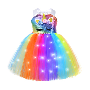 Haute Qualité Arc-En-Ciel Led Vêtements <span class=keywords><strong>Licorne</strong></span> Sequin Lumineux Tutu Robe En Gros Tutu Robes pour Filles - Product Image 2
