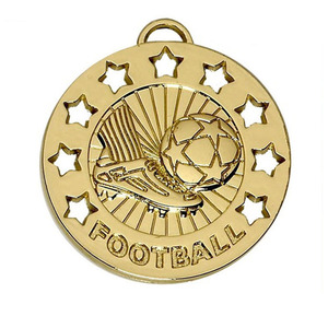 Medaglia Sportiva di Calcio Personalizzata a Cinque Stelle in Lega di Zinco Pressofusa 3D con Placcatura in Bronzo Antico e Smalto Traforato - Product Image 5