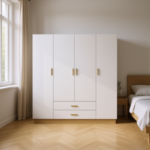 Armoire Moderne Minimaliste avec Tringle de Suspension, 2 Portes, Design en Panneaux MDF, pour Chambre à Coucher, Meuble de Rangement Autonome en Bois - Product Image 2