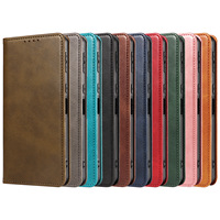 Elegante Funda Cartera de Negocios para Samsung A17 A16 A15 A25 A35 A55 A37 A57 Series, Textura de Piel de Becerro, Cubierta Magnética con Soporte de Cuero PU