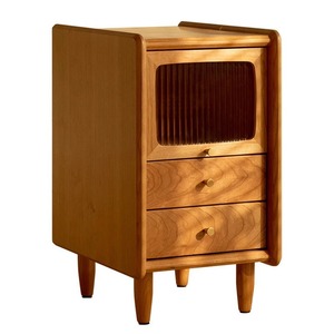 Cherry Wood Bedside Table <b>Narrow</b> Small Size Nordic Japanese Style <b>Storage</b> Cabinet Bedroom Furniture - Product Image 5