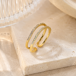 Anello Aperto Regolabile a Doppia Fila, Anello Minimalista da Donna - Product Image 3