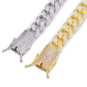 สร้อยเงินแท้ 925 แบบโซ่คิวบันประดับเพชรคิวบิกเซอร์โคเนียเม็ดเดียว - Product Image 5