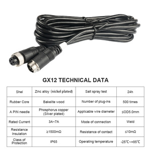 Nhà Máy loạt gx12 4-pin Brass hàng không cắm cáp mở rộng 3/5/8/10/15/20M che chắn kết nối Nam/Nữ điện năng lượng mặt trời - Product Image 3