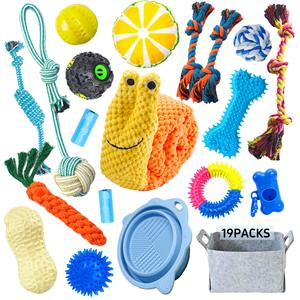 Toptan Karikatür Desenli Etkileşimli Dayanıklı Pamuklu TPR Köpek Çiğneme Oyuncak Seti Örgülü Halat Top Sürdürülebilir 4'lü Paket İç/Dış Mekan Günlük Kullanım - Product Image 5