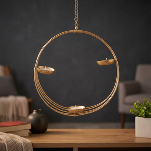 Elegant <b>Gold</b> Gilded Handmade Hanging Tea Light <b>Lantern</b> Christmas Home Decoration Metal - Product Image 6