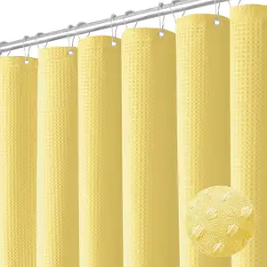 22 Colors Waffle Shower Curtain Waterproof Heavy Duty Fabric Shower Curtain Waffle Weave Hotel Quality Bathroom Shower Curtains