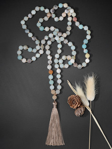 Pierres précieuses de guérison de Yoga faites à la main, 108 perles Mala, Bracelet, bijoux de <span class=keywords><strong>méditation</strong></span>, collier de prière - Product Image 2