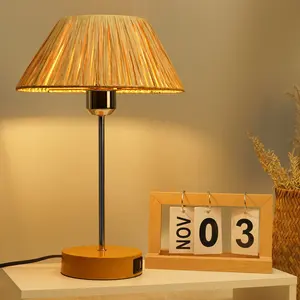 Hymela N09 Lâmpada de mesa Boho para interior regulável, mesa de cabeceira rústica com controle de toque, lâmpada de leitura de cabeceira (lâmpada incluída)