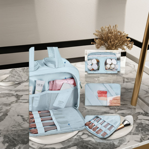 Bolsa de Viaje de Nailon con Cierre de Cremallera, Bolsa de Aseo Portátil, Set de Almacenamiento de Cosméticos, Bolsa de Gimnasio para Fin de Semana con Múltiples Aberturas - Product Image 4