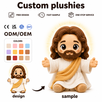 Poupée en peluche personnalisée Jésus, figurine de personnage sur mesure avec broderie de vêtements et logo