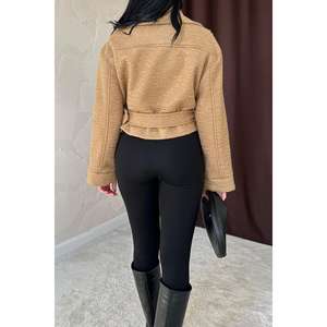 Abrigo de Cachemira Camel para Mujer, Tejido Minimalista, Cálido, Largo, Ropa de Abrigo - Product Image 2