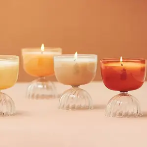 手工定制玻璃烛台烛台茶灯座透明蜡烛罐独特的玻璃烛台