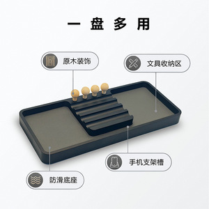 ถาดวางโทรศัพท์ไม้ไผ่ ถาดจัดเก็บของทรงสี่เหลี่ยมผืนผ้า กล่องใส่เครื่องเขียนสไตล์ไม้ธรรมชาติ กล่องเก็บของอเนกประสงค์ - Product Image 5