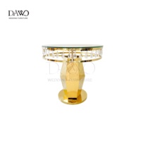 Mesa Redonda de Cristal Dorado para Bodas, con Cubierta de Vidrio Templado y Base de Acero Inoxidable, para Fiestas y Banquetes