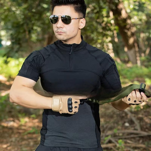 Commercio all'ingrosso della fabbrica dello sviluppo all'aperto dell'abbigliamento del camuffamento della manica corta della tuta nera di addestramento tattico della tuta - Product Image 2