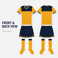 Tenue de football personnalisée pour jeunes : Maillot à manches courtes et short à rayures verticales et blocs de couleur pour l'entraînement quotidien des équipes de football pour enfants