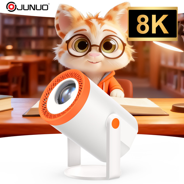 JUNUO Best Projector Turn 1 8K Support 720P 200Ansi Lumens Allwinner H723 World First 2inch Design Newest Portable Projector