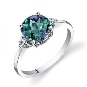 เครื่องประดับเงินแท้ 925 ประดับด้วยพลอยอเล็กซานไดรต์สังเคราะห์ แหวนอเล็กซานไดรต์ที่สร้างขึ้นในห้องปฏิบัติการ - Product Image 3
