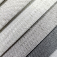 Tissu de rideau occultant intégral 100 % polyester, aspect lin, 250 GSM, pour salon de luxe