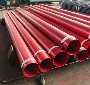 Tubos de acero al carbono ASTM de alta calidad ERW Extremos ranurados Tubo de fuego <span class=keywords><strong>Sch</strong></span> 10/<span class=keywords><strong>Sch</strong></span> <span class=keywords><strong>40</strong></span> 6m API para FM Color rojo Resina epoxi Recubierto en polvo - Product Image 1