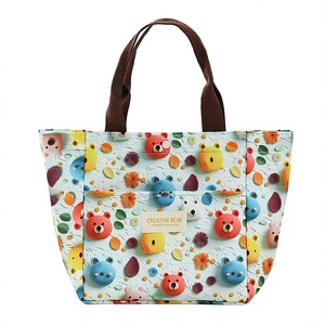 Bolsa de Almuerzo Aislada de Lona con Estampado de Dibujos Animados, con Cierre de Cremallera, Ecológica, Resistente al Agua, Portátil, para Estudiantes y Oficina - Product Image 3