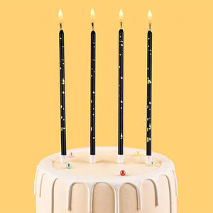 Nouveau design de crayon à long poteau de luxe en or noir et or de la Corée du Sud gâteau de fête d'anniversaire bougies décorées - Product Image 4