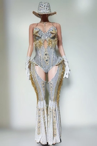 Combinaisons <span class=keywords><strong>sexy</strong></span> à franges et strass, chapeaux, tenues de cow-boy pour femmes, costumes de festival de musique, costumes de pom-pom girls, costumes de DJ, costumes de chanteuses, costumes de showgirl, costumes de performance - Product Image 6