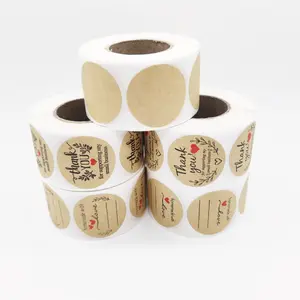 Sello personalizado para pequeñas empresas, 500 Uds., pegatinas redondas de agradecimiento, etiquetas de embalaje de papel Kraft personalizadas privadas en rollo