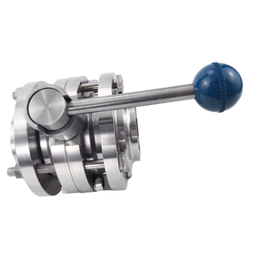 วาล์วผีเสื้อแบบเชื่อมสามชิ้น ควบคุมด้วยมือ วัสดุ SS304/SS316L ซีล EPDM 0~10 บาร์ ได้มาตรฐาน 3A สำหรับงานสุขภัณฑ์ ยี่ห้อ Wangtai - Product Image 2